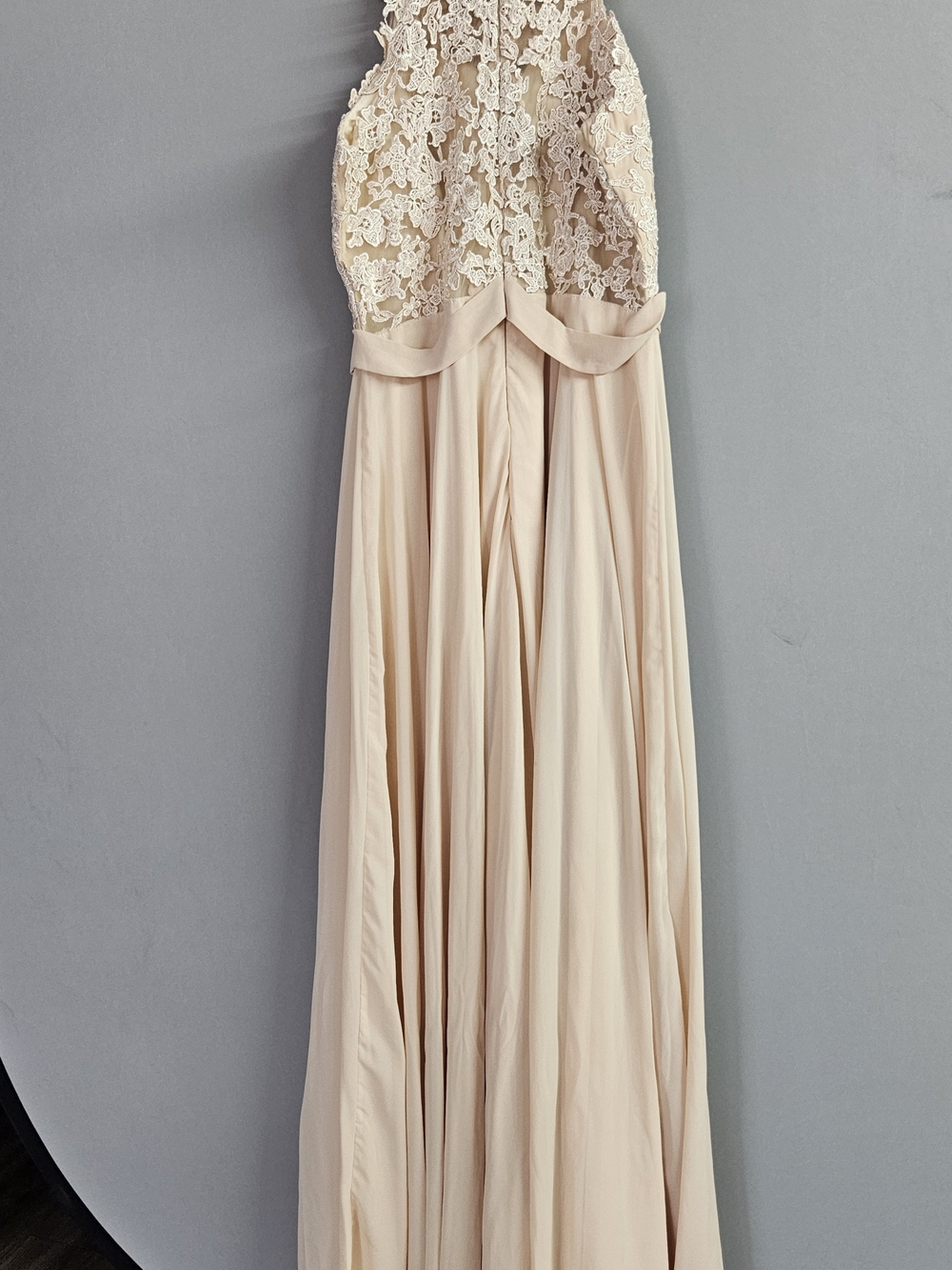 Lace Halter Evening Gown in Cream